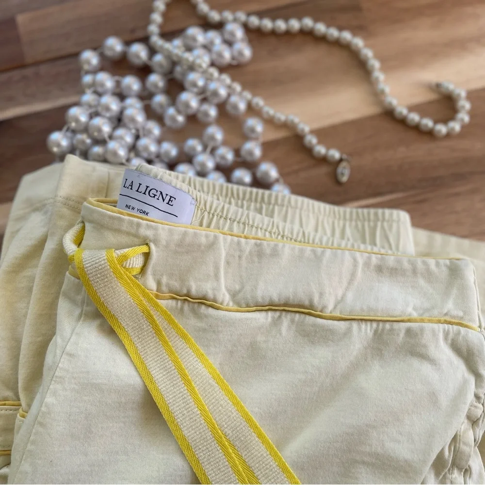 SOLD✨LA LIGNE | M | Bonne Nuit Wide Leg Pajama Pants Butter Lemon Cotton Stripe_7